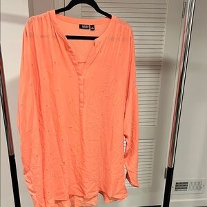 a.n.a Coral Tunic with Subtle Rhinestone Detail